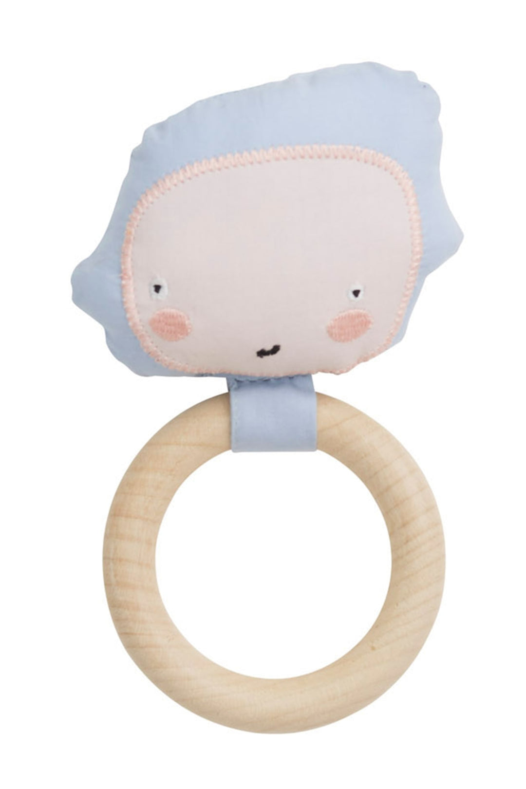 PLAYFUL BABY RATTLE - DUSTY BLUE WHITE 06