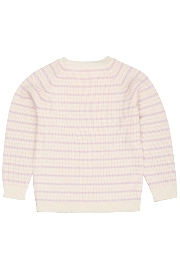 MERINO CLASSIC RIB BLOUSE - CREAM/LAVENDER/DUSTY ROSE COMBI
