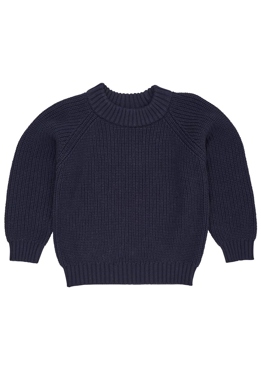 KNITTED CLASSIC RIB BLOUSE - NAVY