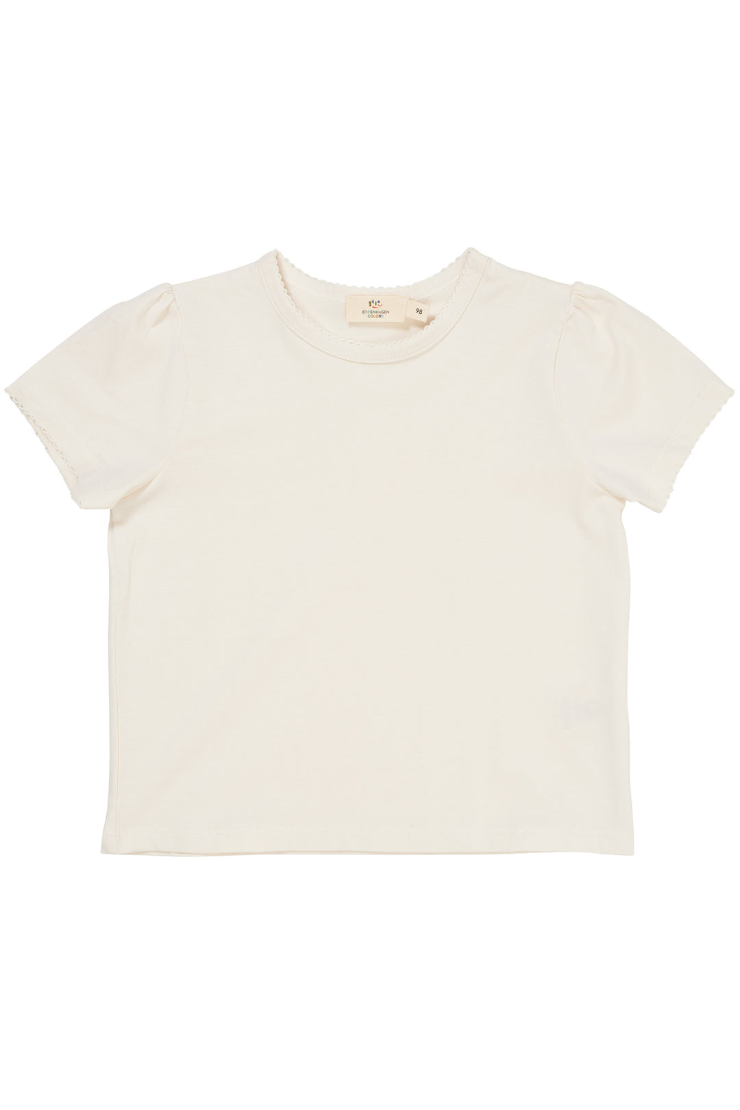 T-SHIRT W. RUFFLE SLEEVES - CREAM