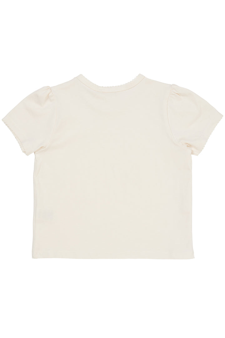 T-SHIRT W. RUFFLE SLEEVES - CREAM