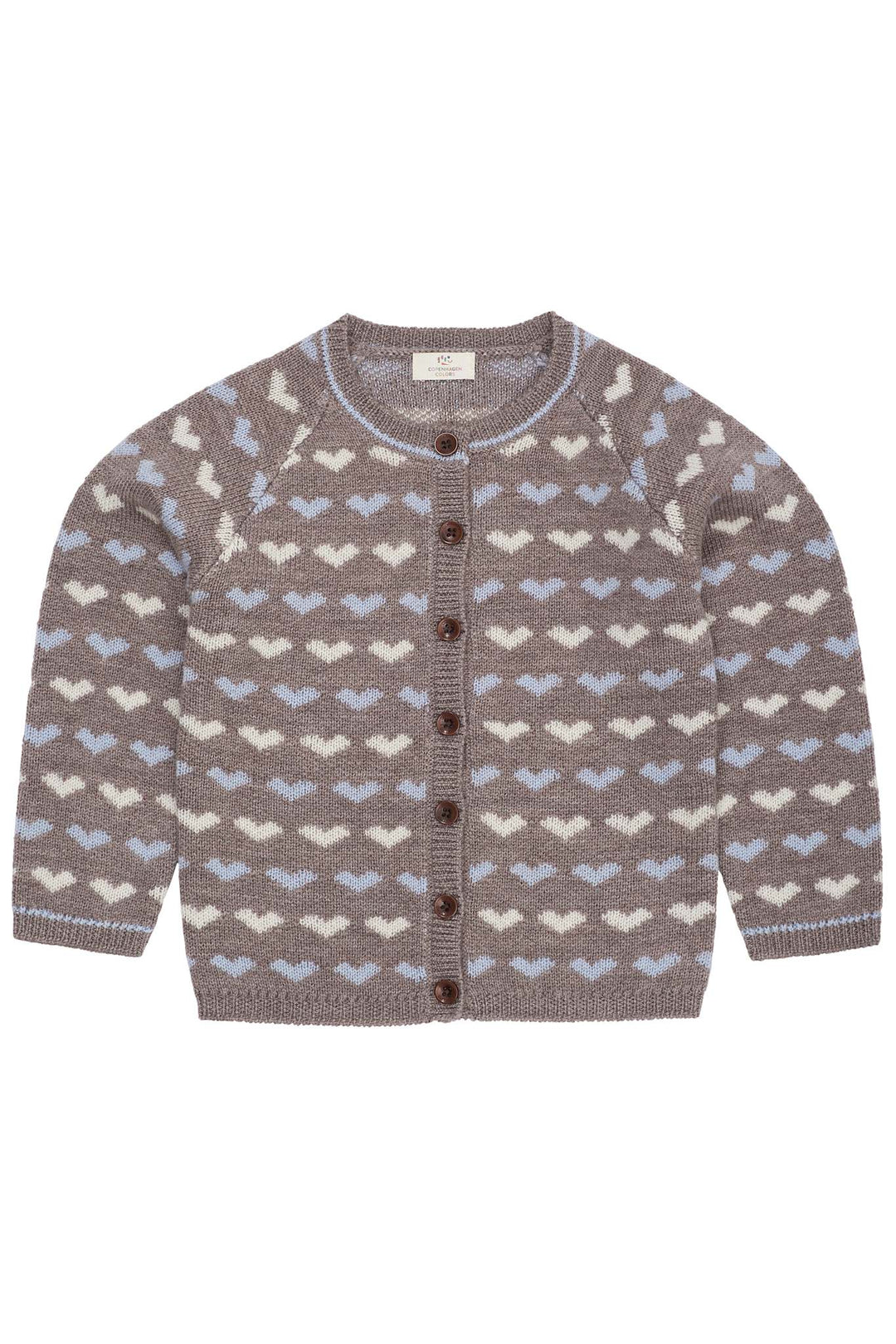 MERINO HEART CARDIGAN - NATURALMEL./DUSTY BLUE COMB