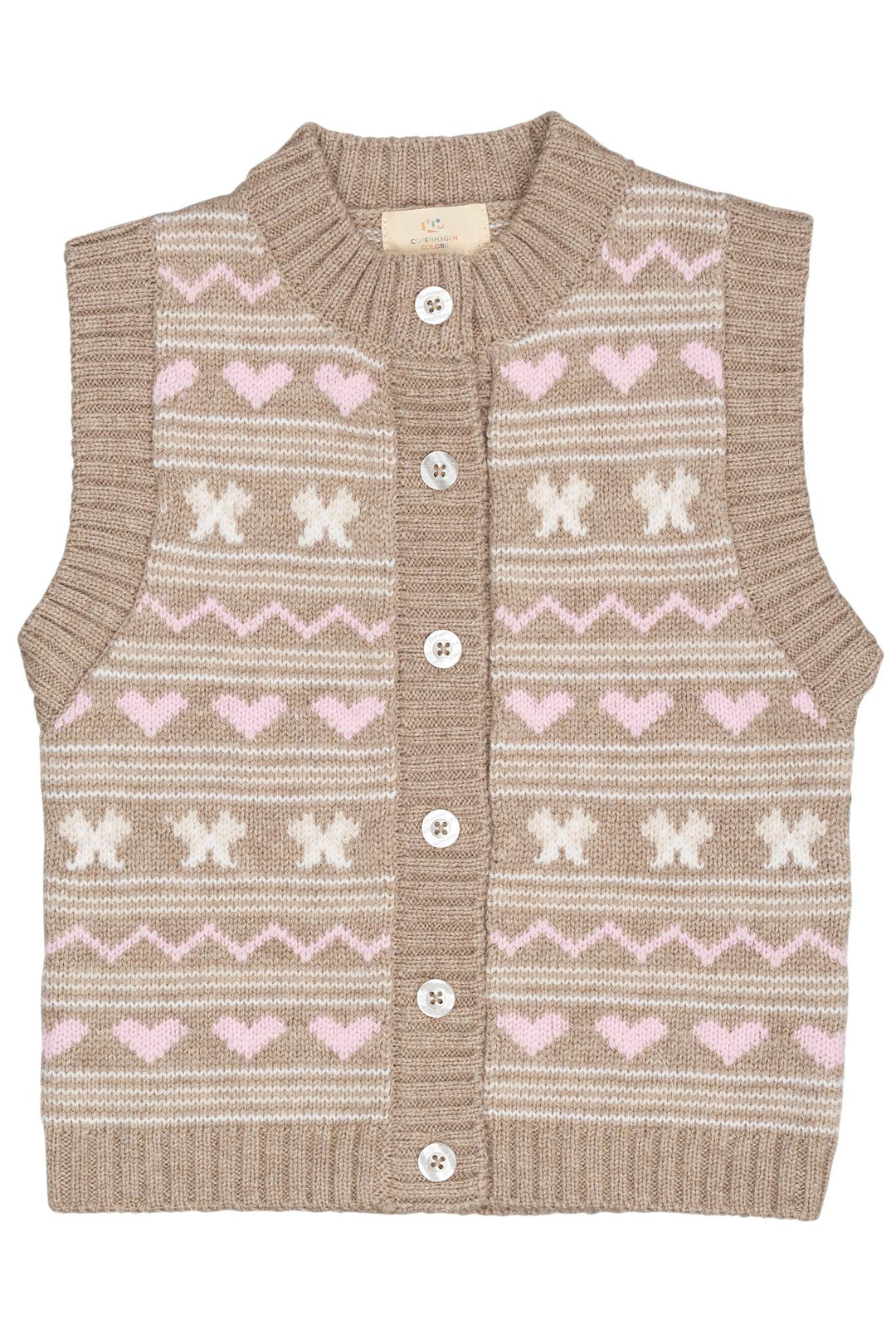 CASHMERE PATTERN VEST - SAND COMB.