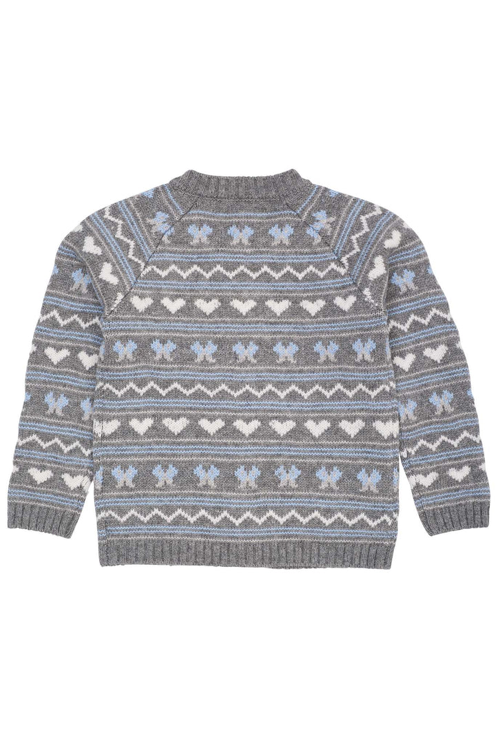 CASHMERE PATTERN CARDIGAN - DK GREY COMB
