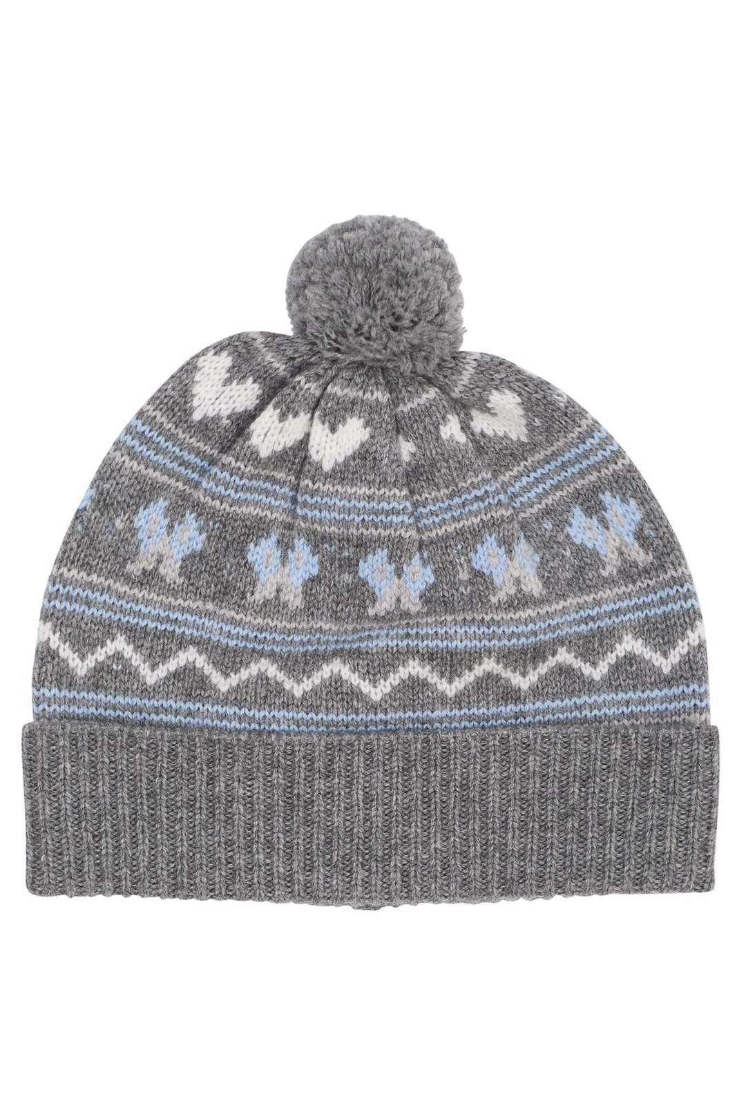 CASHMERE PATTERN BEANIE - DK GREY COMB
