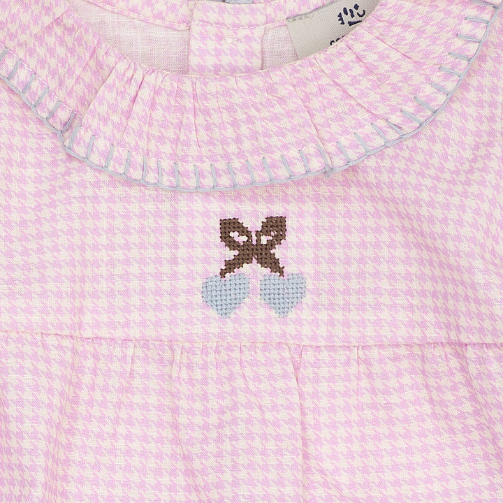 HOUNDSTOOTH BABY SET W. BLOUSE & BLOOMERS - SYRINGA COMB