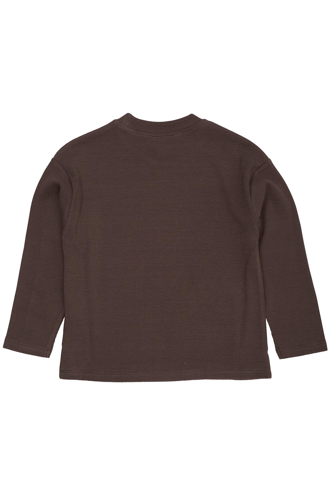 MODAL RIB LS BLOUSE W. DROP SHOULDER - DK BROWN