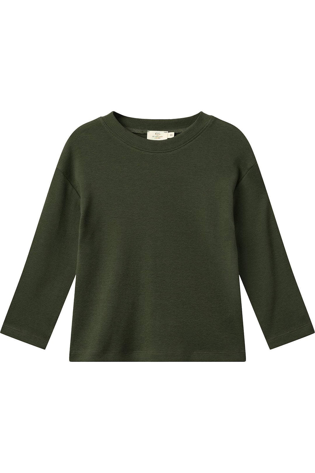 MODAL RIB LS BLOUSE W. DROP SHOULDER - DK GREEN
