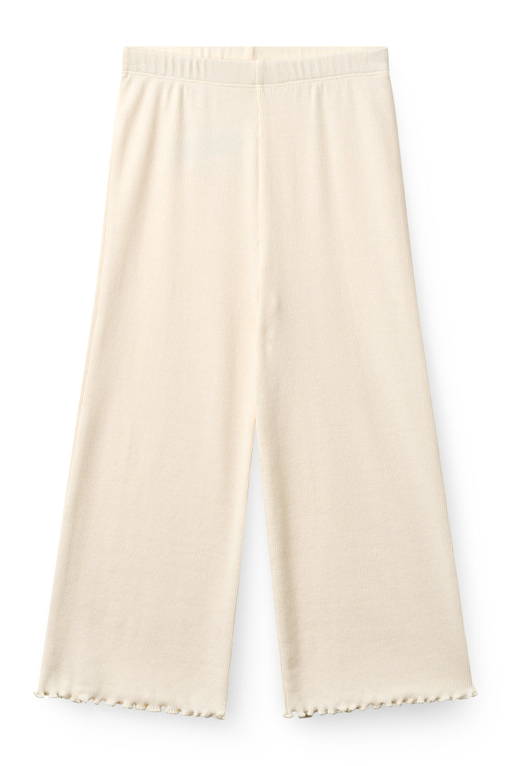 MODAL RIB WIDE PANTS - CREAM