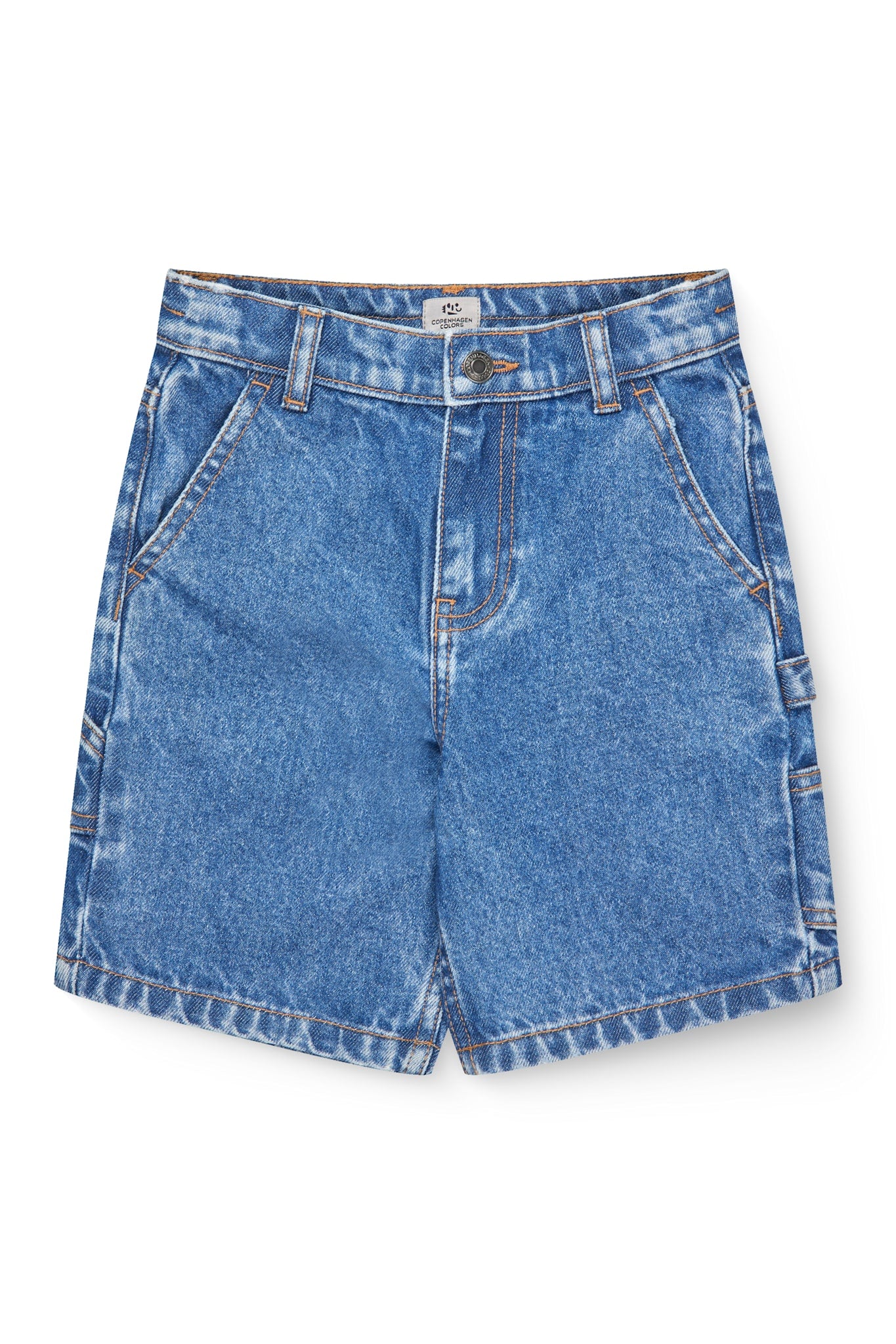 DENIM CARGO SHORTS - INDIGO BLUE WASHED – COPENHAGEN COLORS COM