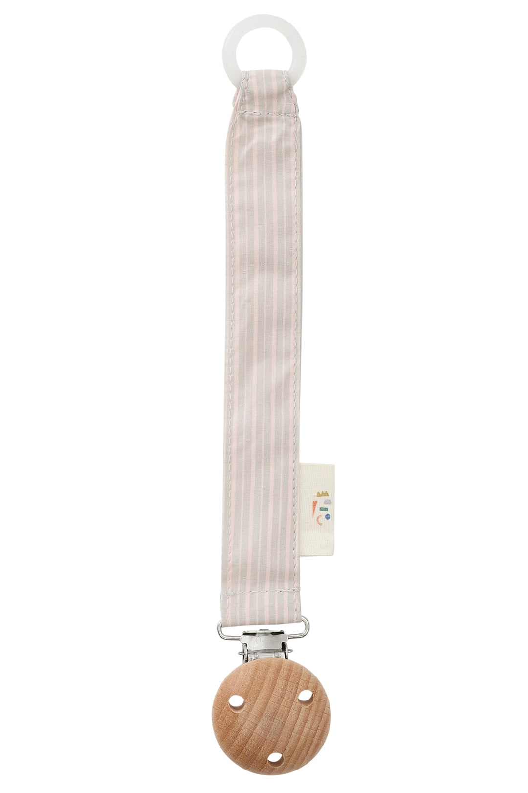 SOOTHER HOLDER AND PACIFIER STRAP - LT. GREY/ SOFT PINK STRIPE 31