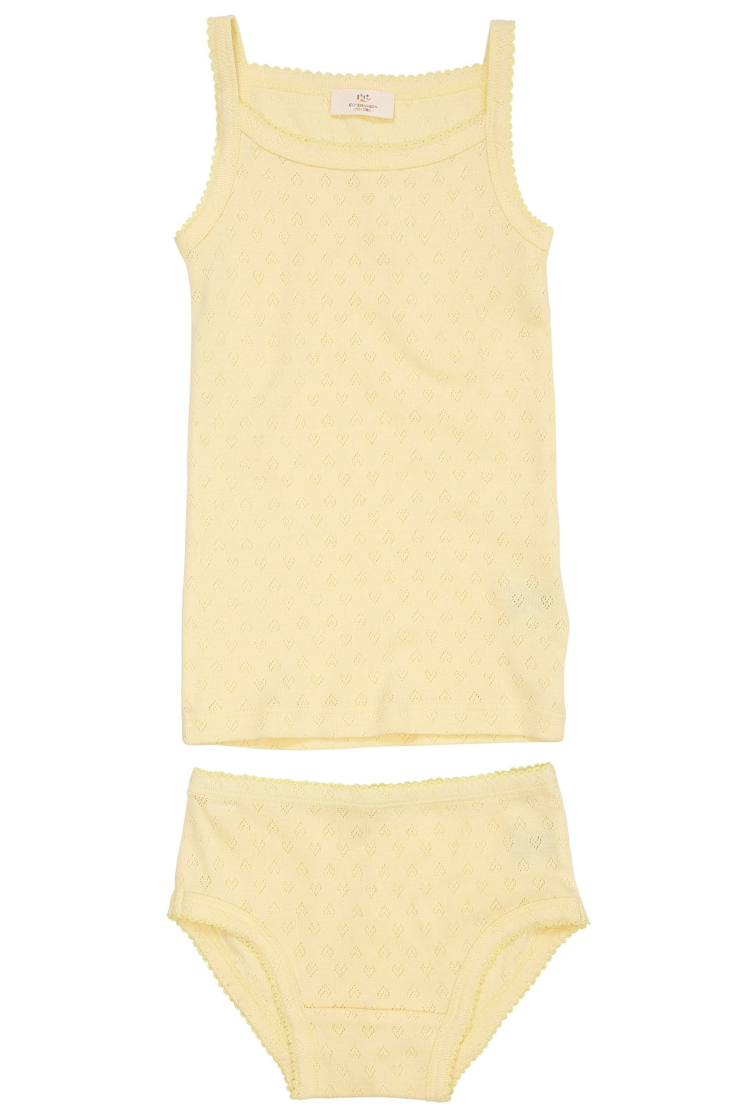 POINTELLE HEART UNDERWEAR SET - PALE YELLOW
