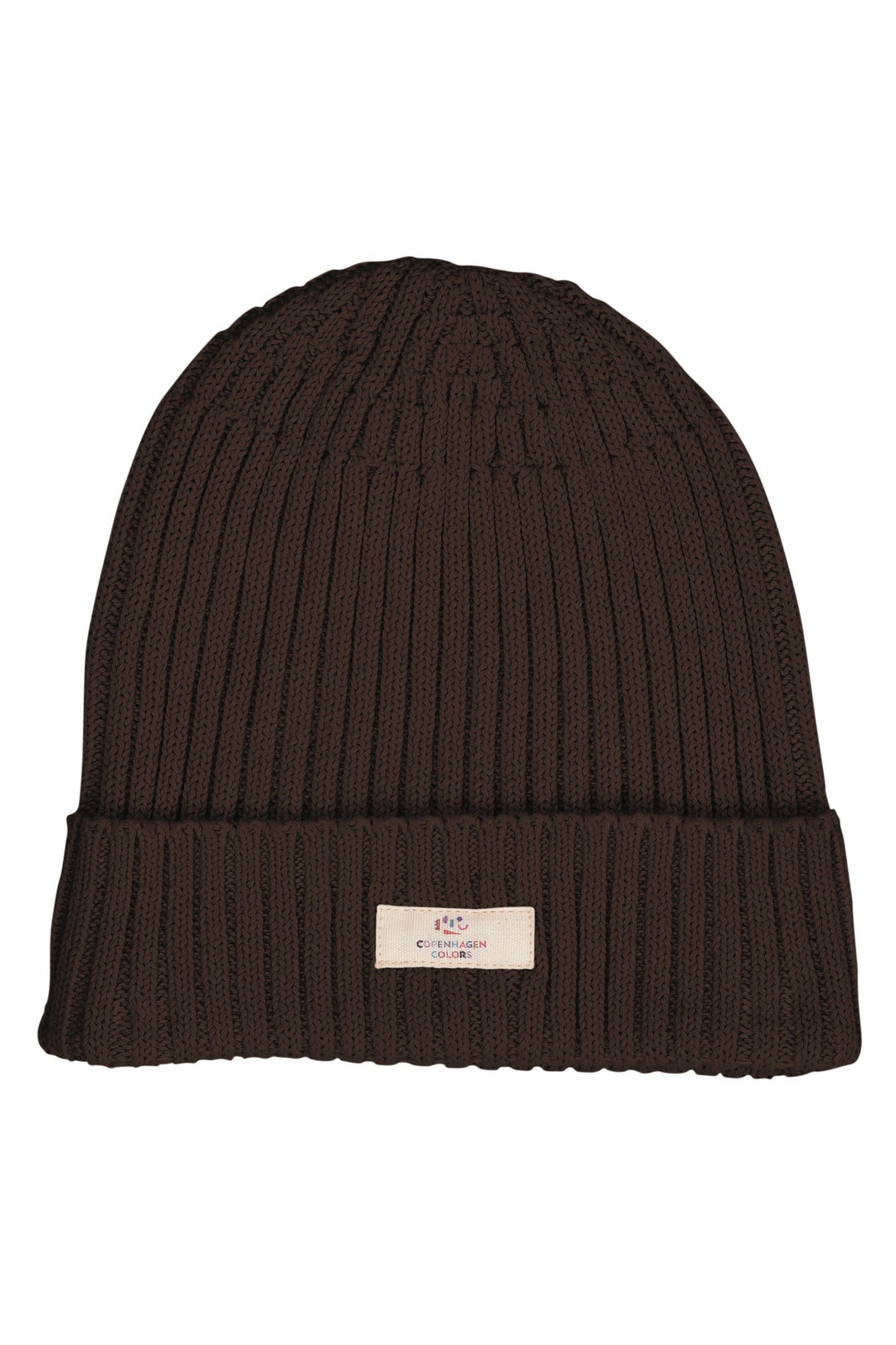 COTTON KNITTED CLASSIC BEANIE - DK BROWN