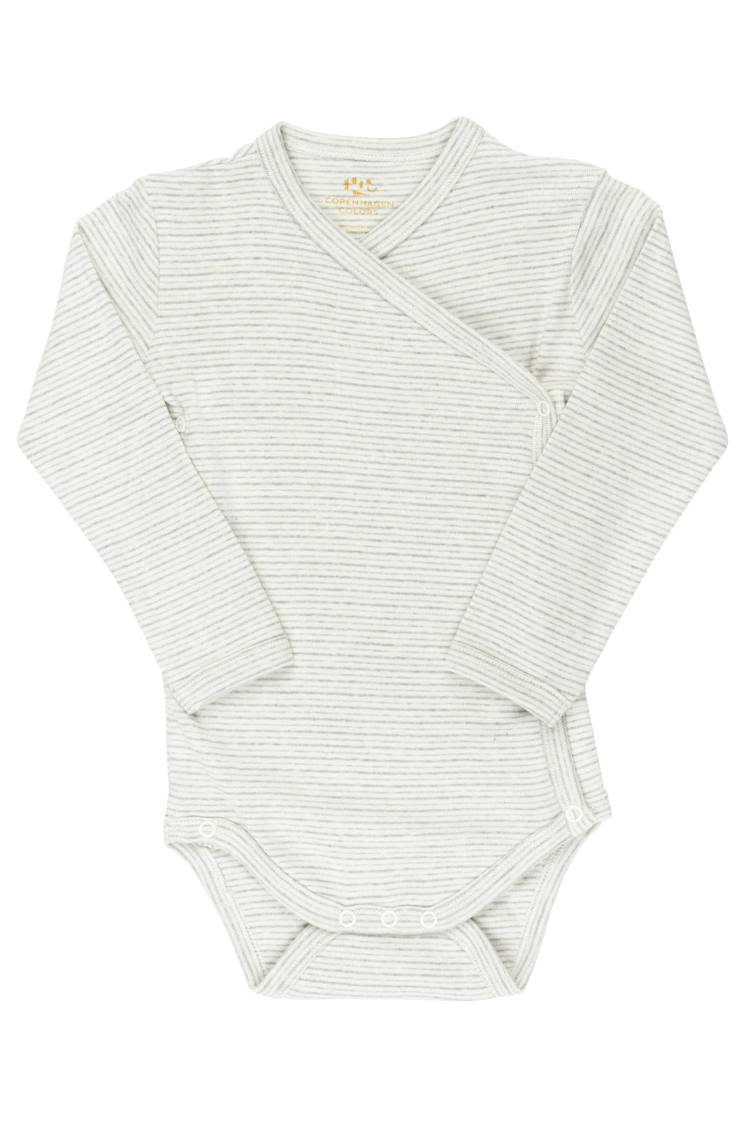 BABY STRIPED WRAP BODY LONG SLEEVE - GREY STRIPE