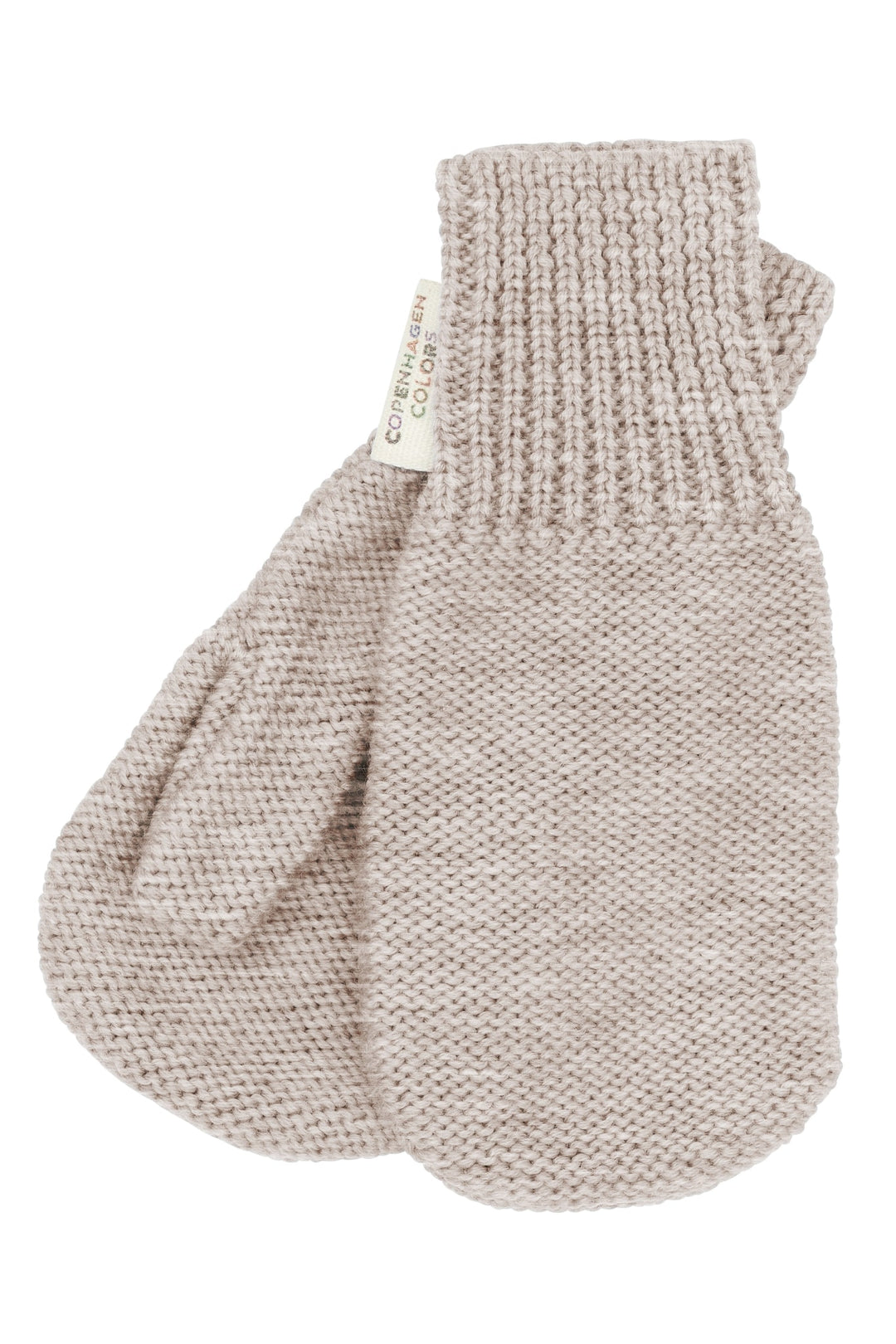 MERINO WOOL KNITTED MITTENS - PALE CREAM MELANGE