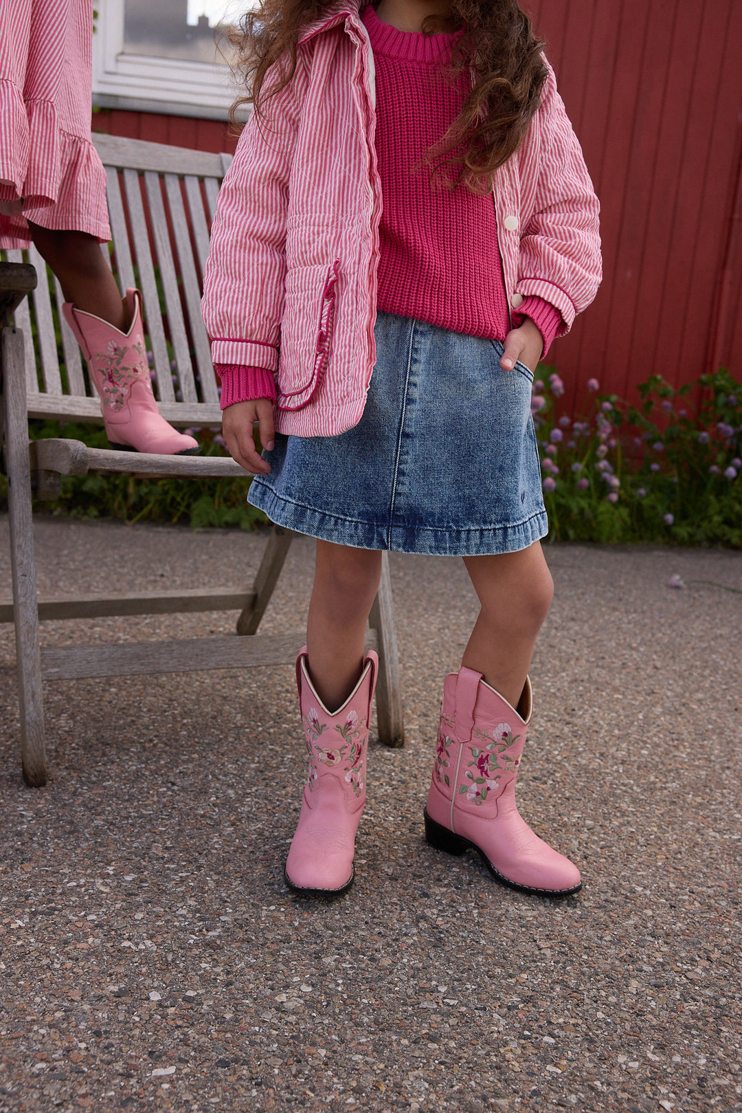 Denim Skirt w. Block Spray - Block Spray