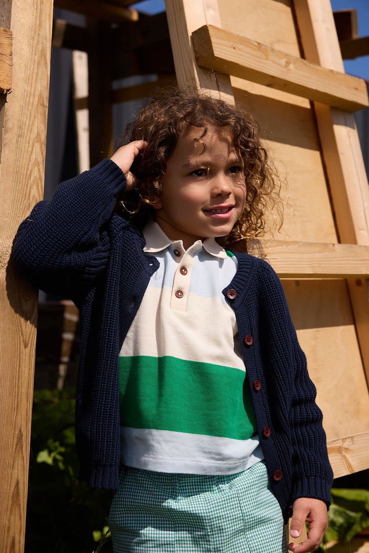 Knitted Classic Rib Cardigan - Navy