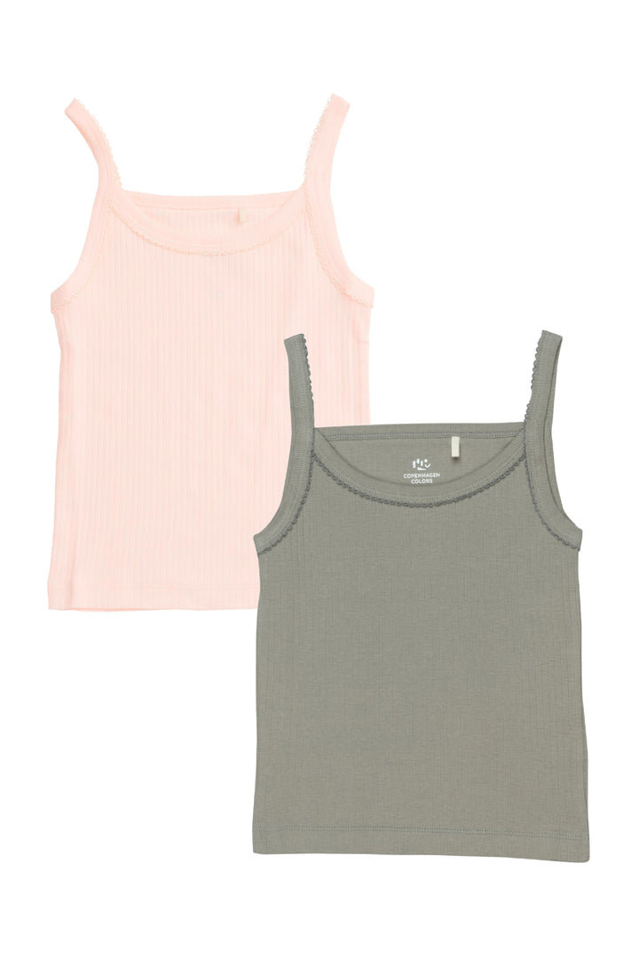 RIB JERSEY 2-PACK STRAP TOPS - SOFT PINK/ LT. GREY COMB.