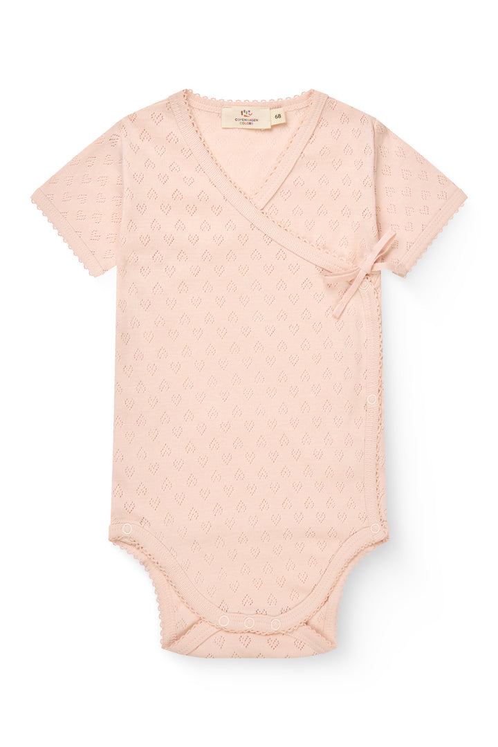 POINTELLE HEART CROSSOVER BODY SS - DUSTY ROSE