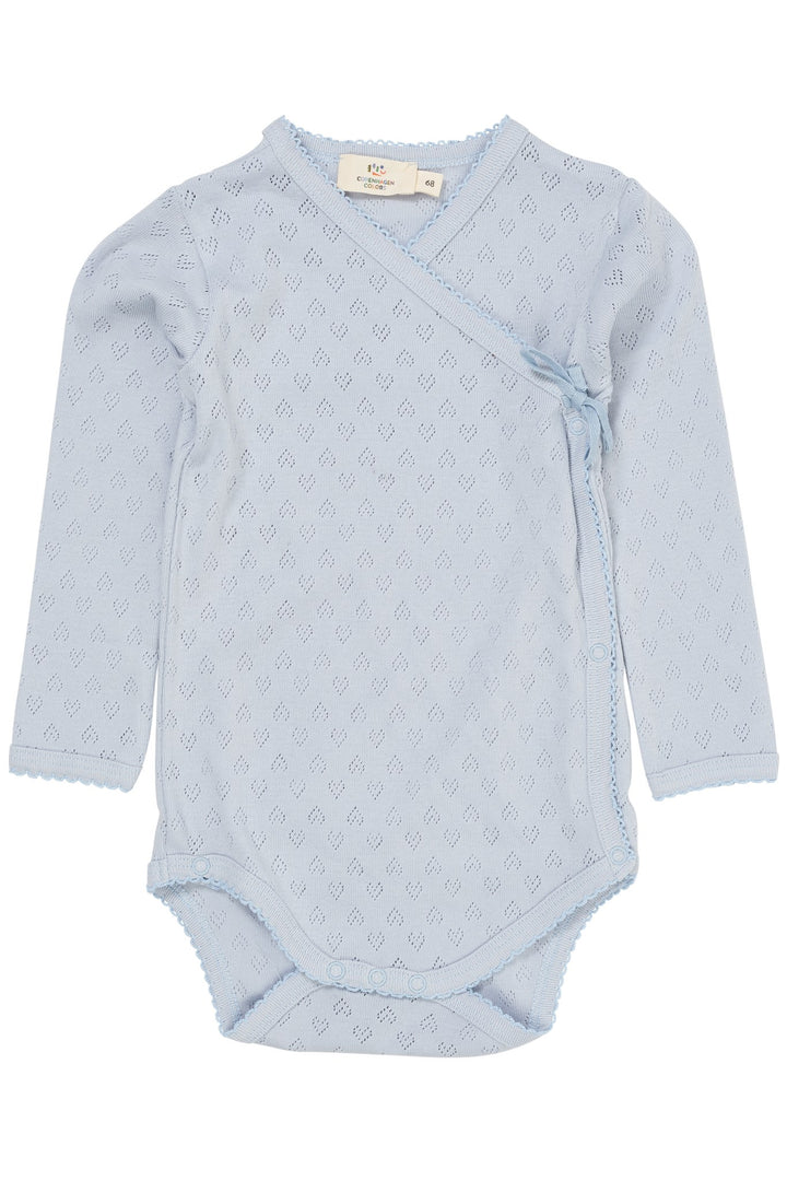 POINTELLE HEART CROSSOVER BODY LS - DUSTY BLUE
