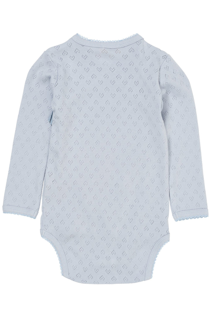 POINTELLE HEART CROSSOVER BODY LS - DUSTY BLUE