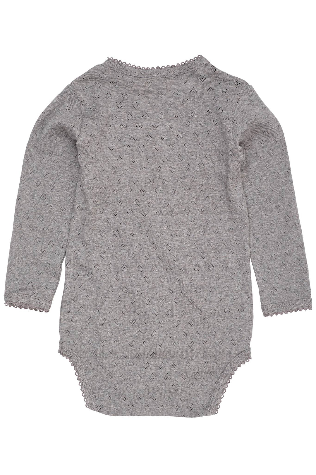POINTELLE HEART CROSSOVER BODY LS - GREY MEL.