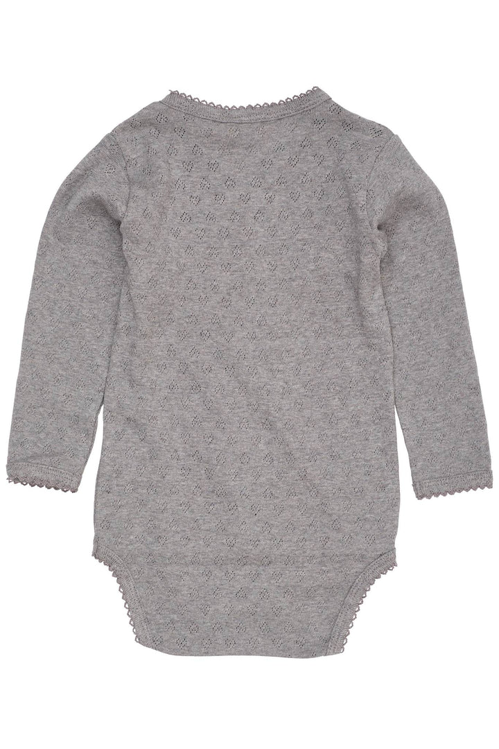 POINTELLE HEART CROSSOVER BODY LS - GREY MEL.