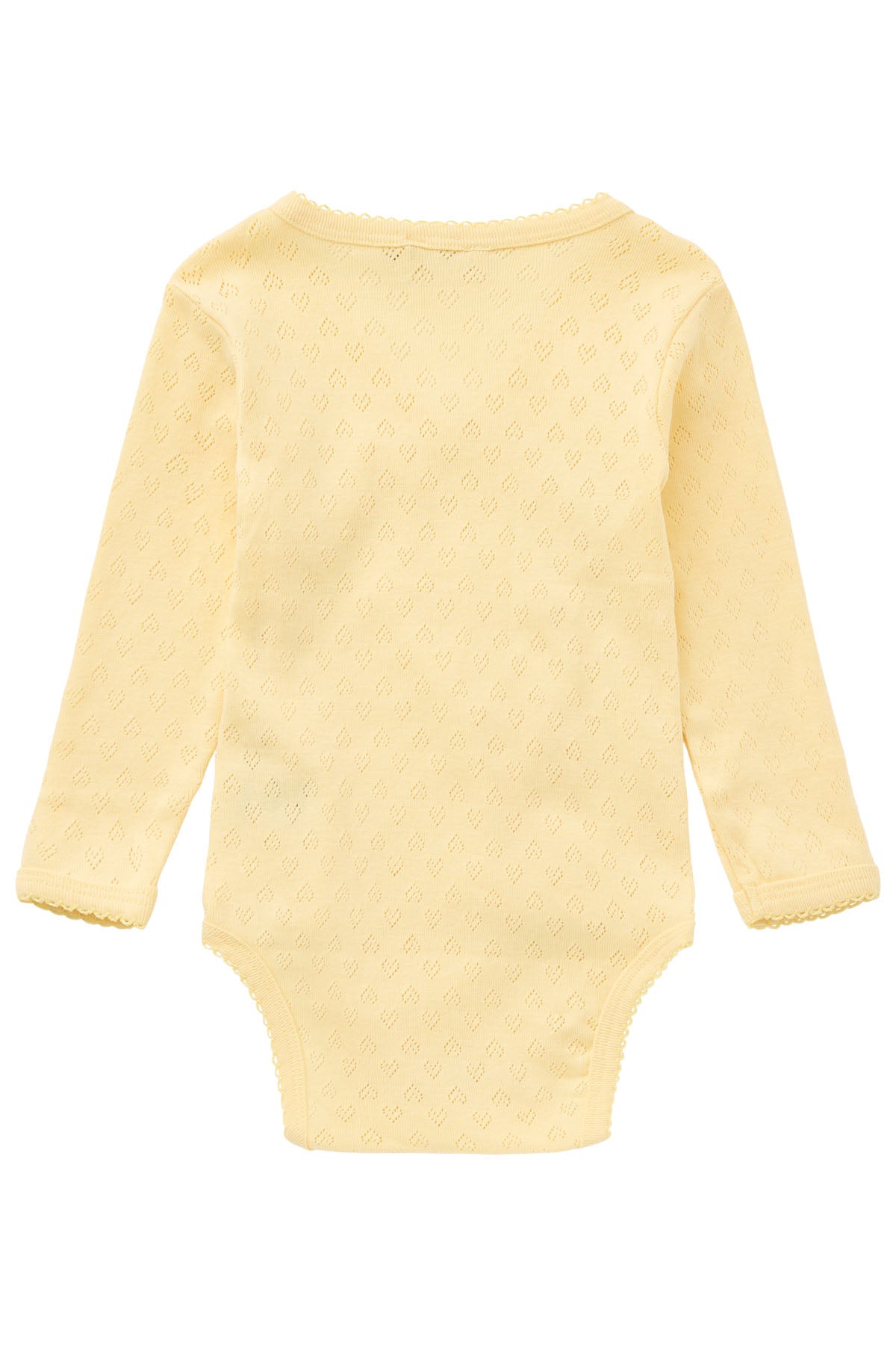 POINTELLE HEART CROSSOVER BODY LS - PALE YELLOW