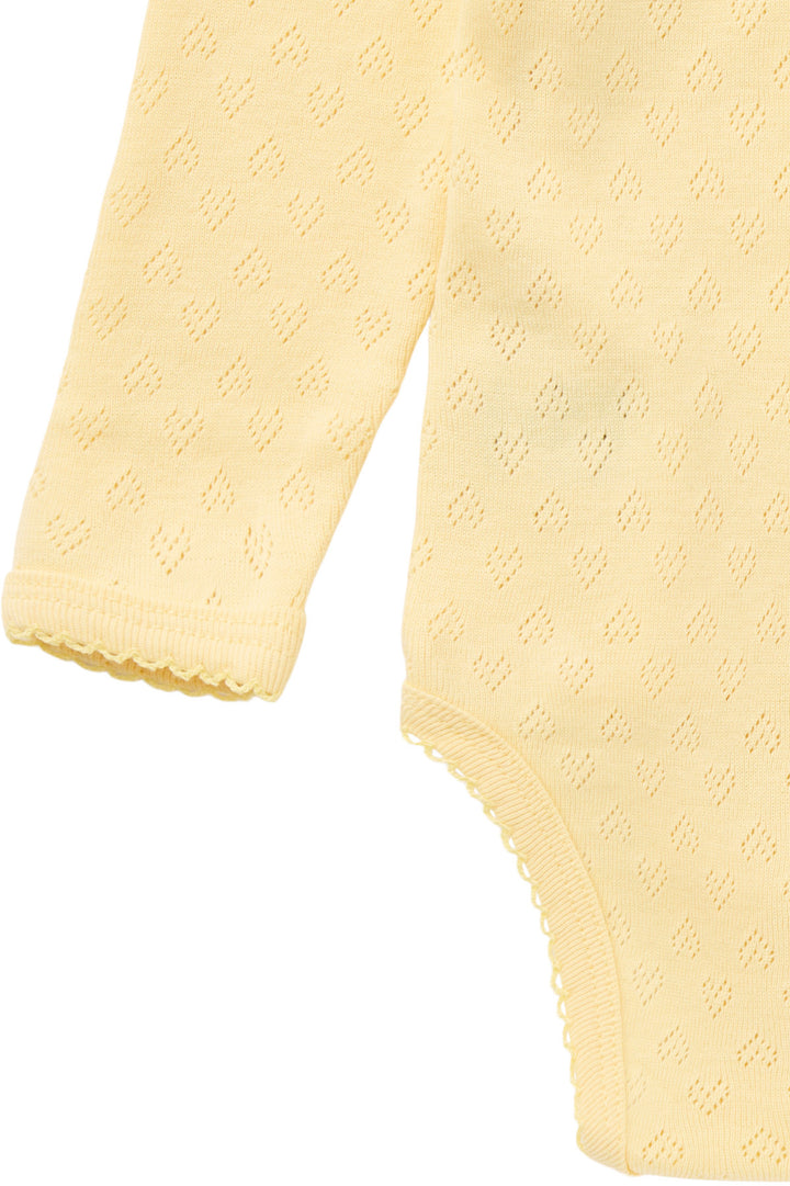 POINTELLE HEART CROSSOVER BODY LS - PALE YELLOW