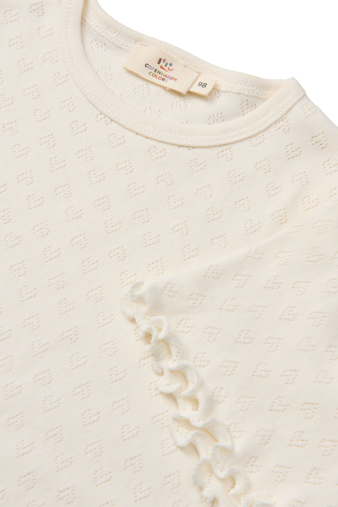 POINTELLE HEART T-SHIRT - CREAM
