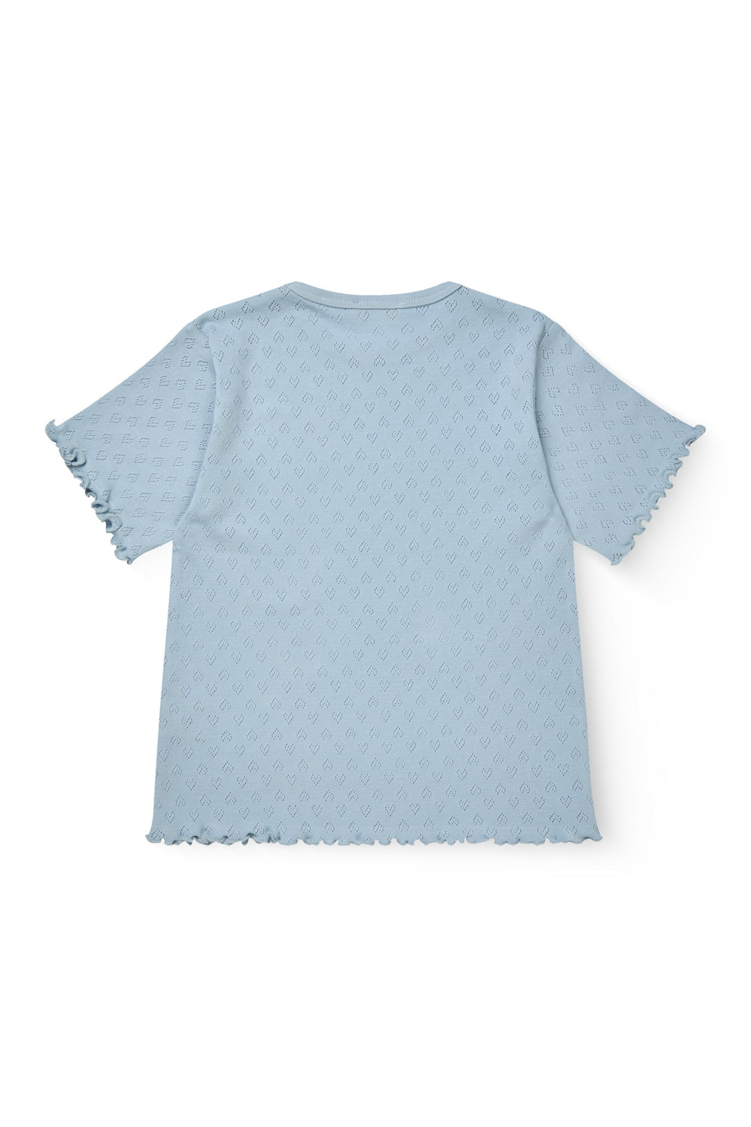 POINTELLE HEART T-SHIRT - DUSTY BLUE