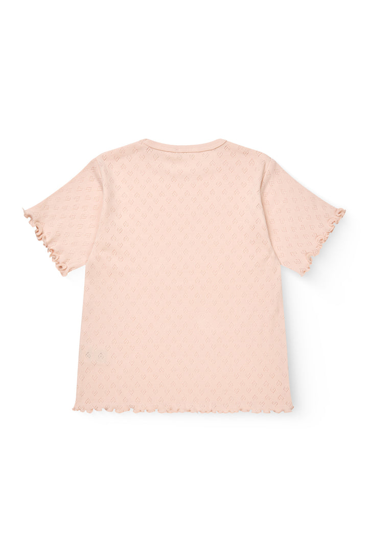 POINTELLE HEART T-SHIRT - DUSTY ROSE