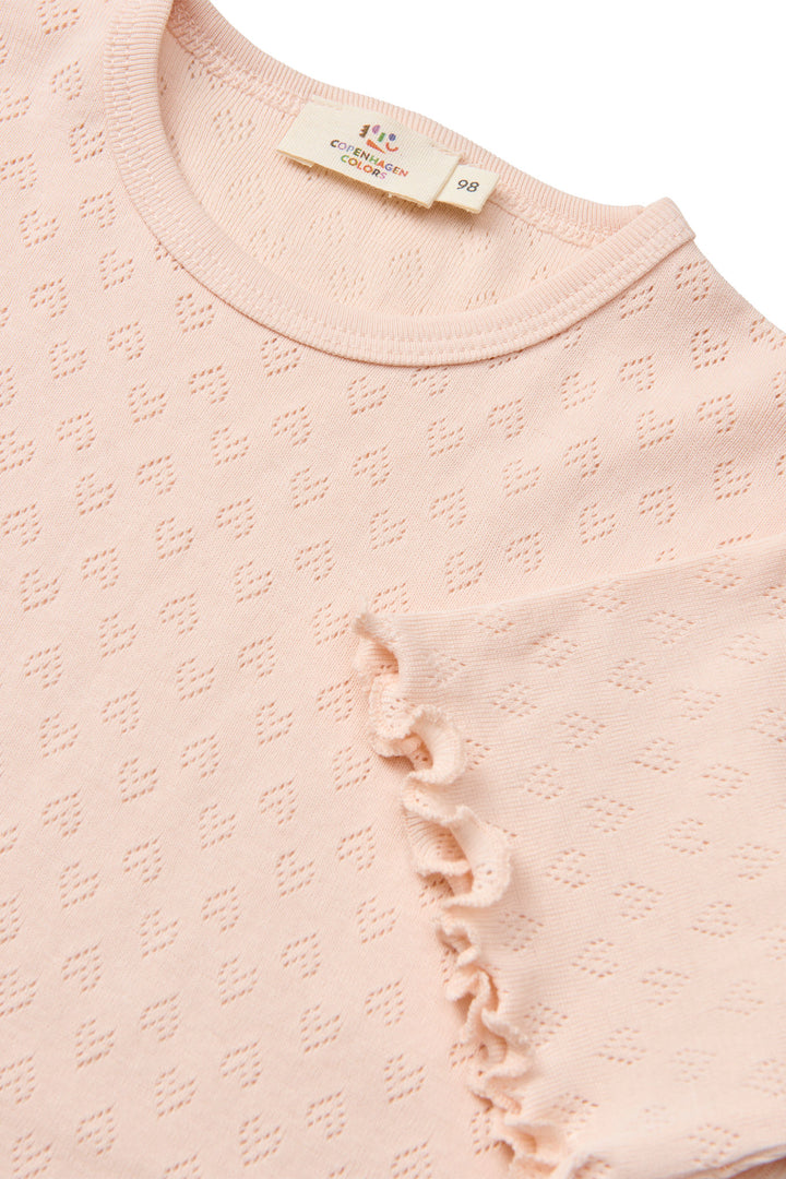 POINTELLE HEART T-SHIRT - DUSTY ROSE