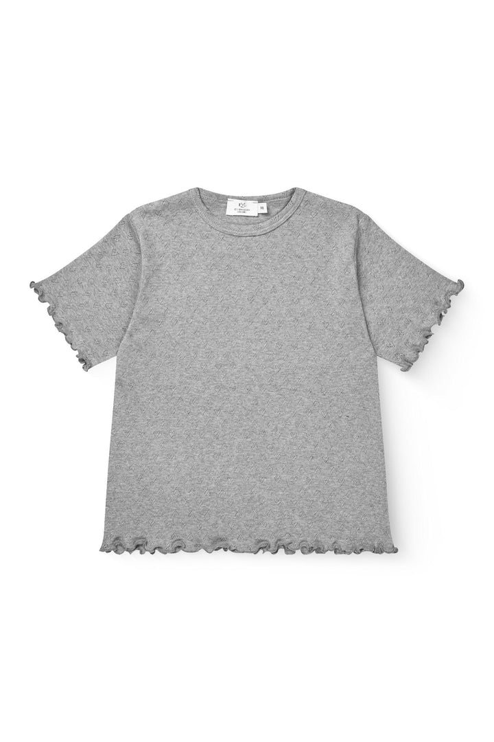POINTELLE HEART T-SHIRT - GREY MEL.