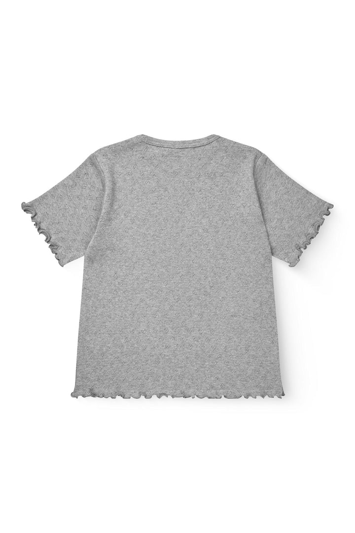 POINTELLE HEART T-SHIRT - GREY MEL.