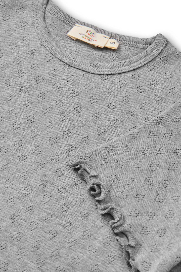 POINTELLE HEART T-SHIRT - GREY MEL.