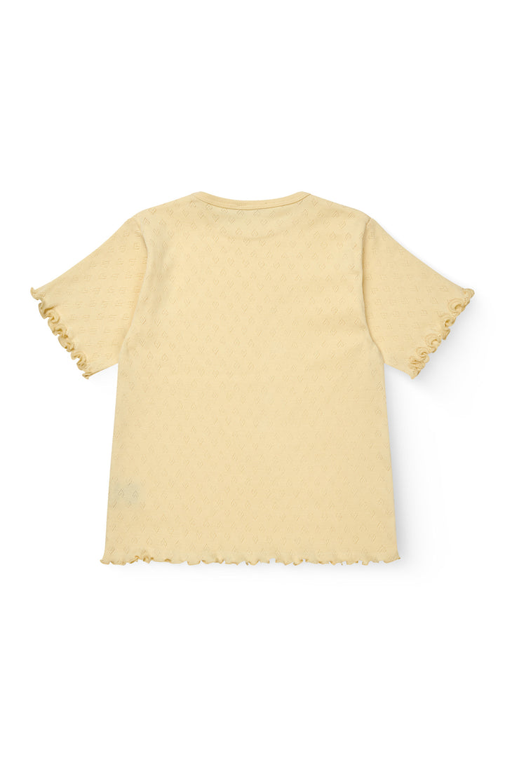 POINTELLE HEART T-SHIRT - PALE YELLOW