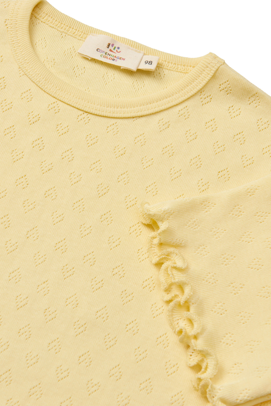 POINTELLE HEART T-SHIRT - PALE YELLOW