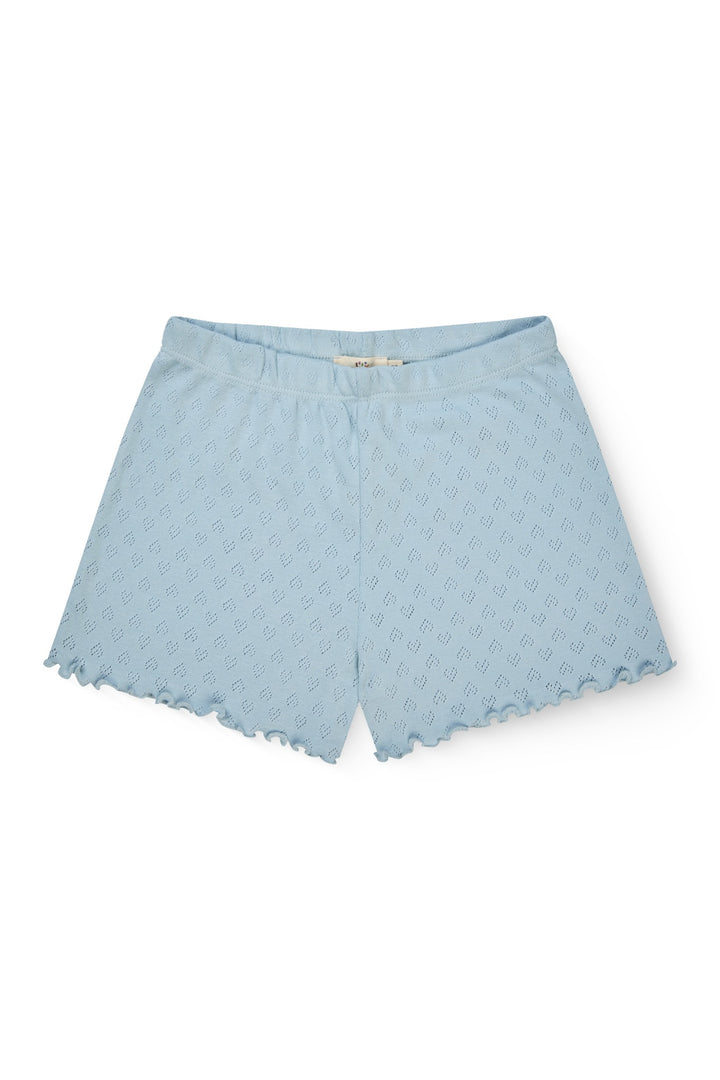 POINTELLE HEART SHORTS - DUSTY BLUE