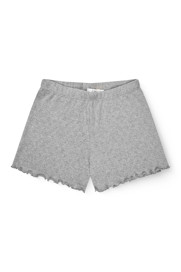 POINTELLE HEART SHORTS - GREY MEL.