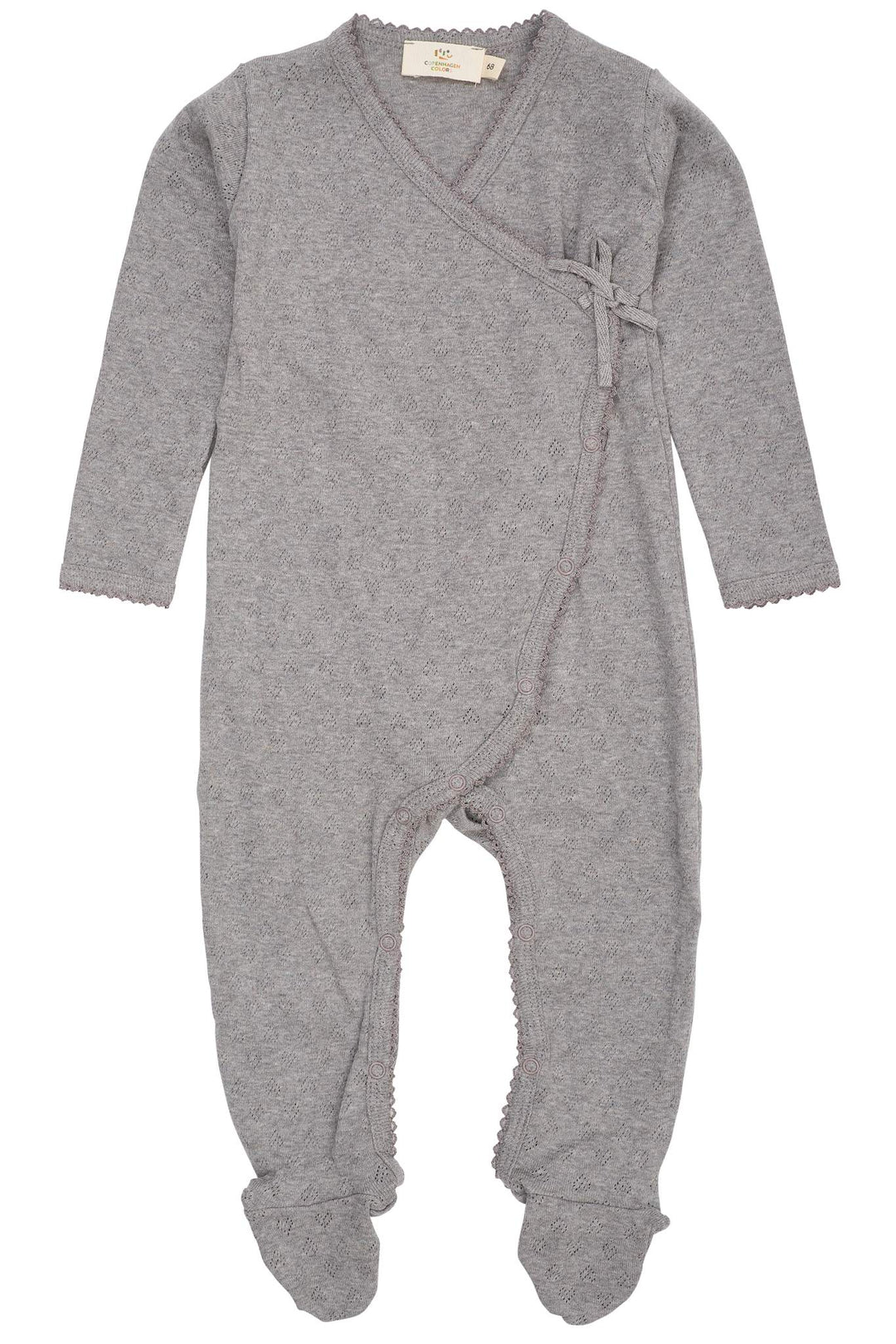 POINTELLE CROSS-OVER FULL BODY - GREY MEL