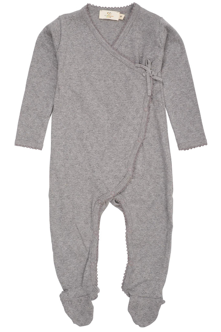 POINTELLE CROSS-OVER FULL BODY - GREY MEL