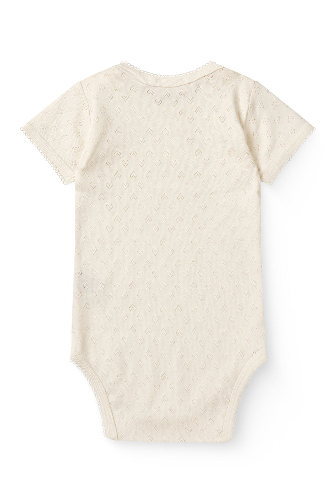 Pointelle Heart Lapneck Body SS - Cream