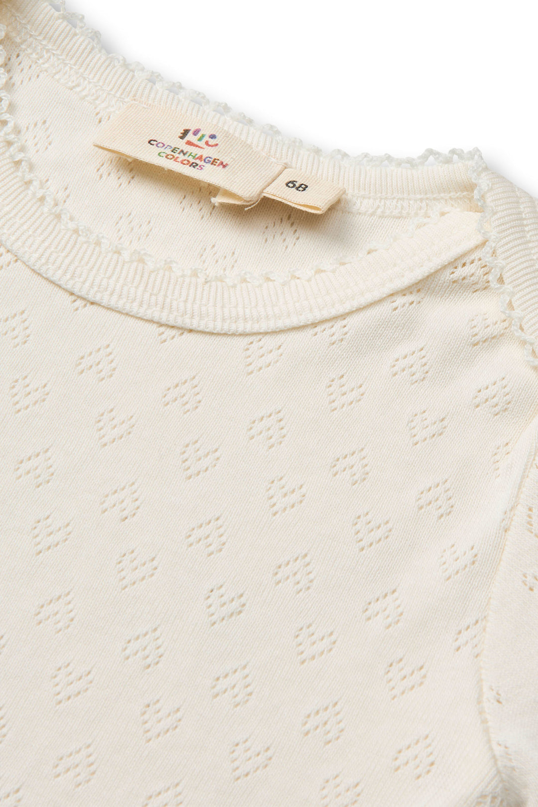 Pointelle Heart Lapneck Body SS - Cream