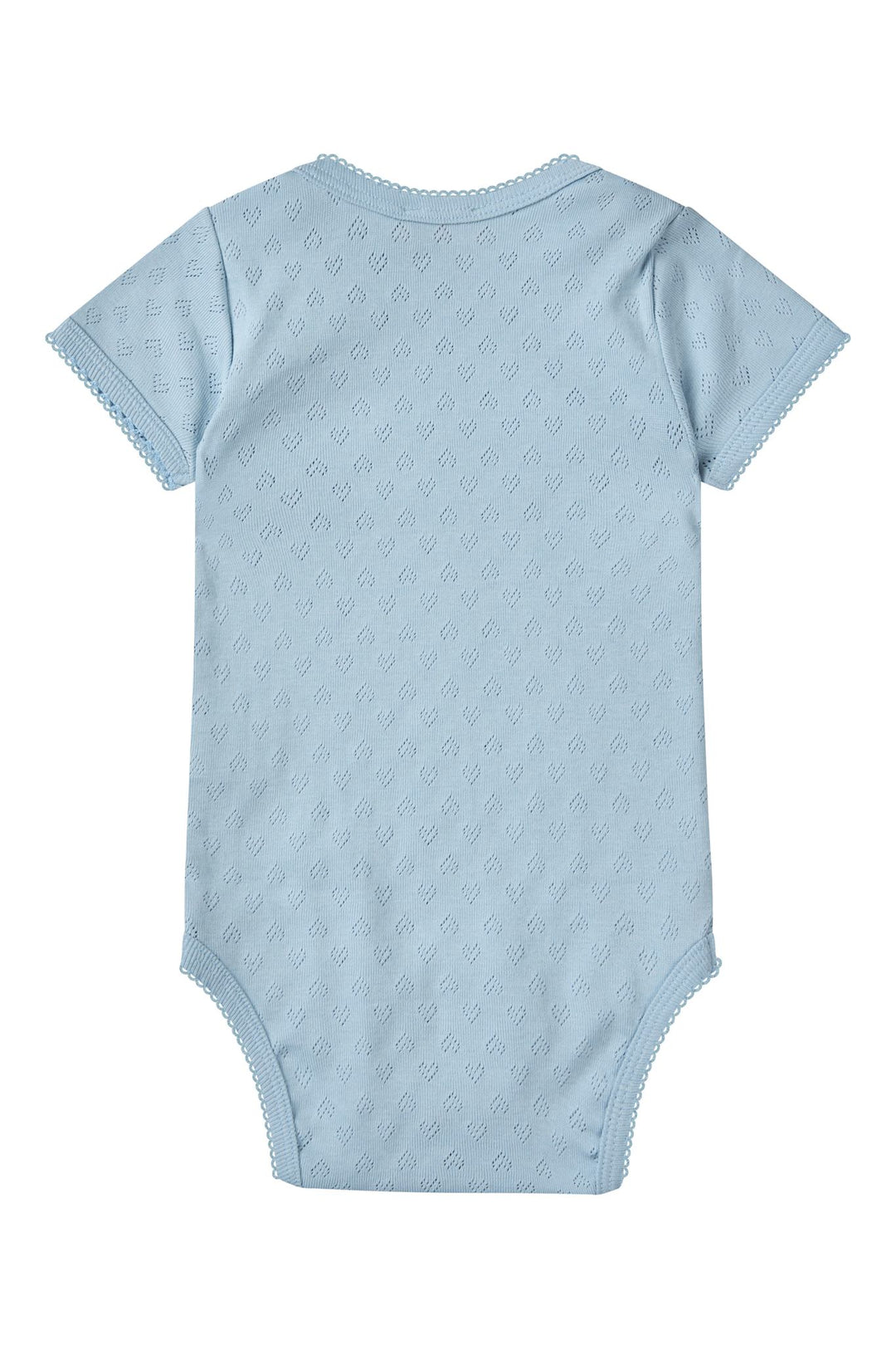 Pointelle Heart Lapneck Body SS - Dusty Blue