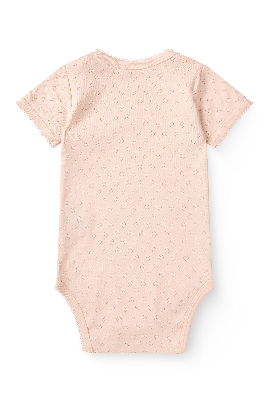 Pointelle Heart Lapneck Body SS - Dusty Rose