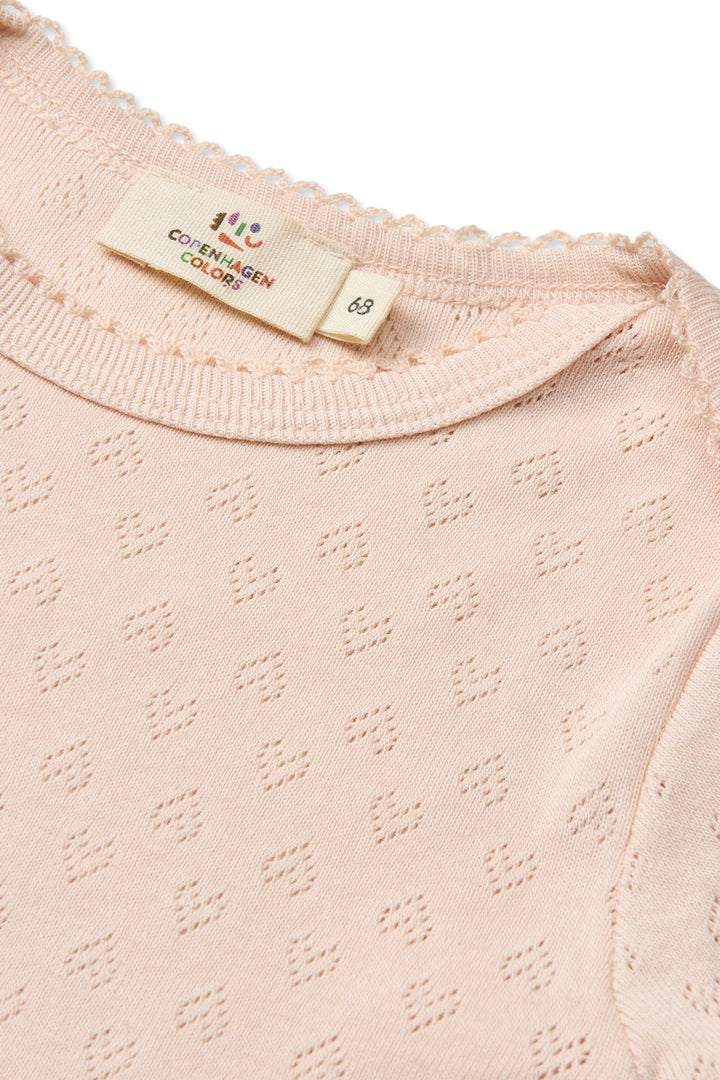 Pointelle Heart Lapneck Body SS - Dusty Rose