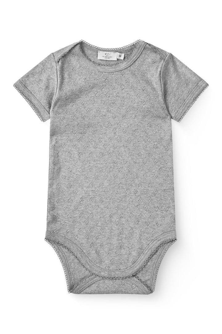 Pointelle Heart Lapneck Body SS - Grey Mel.