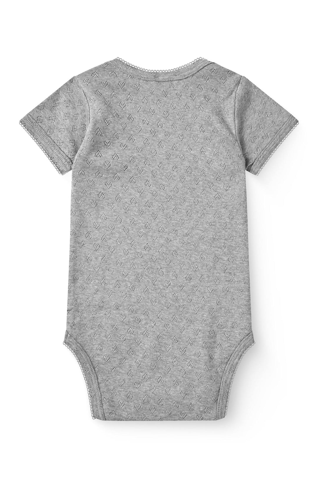 Pointelle Heart Lapneck Body SS - Grey Mel.