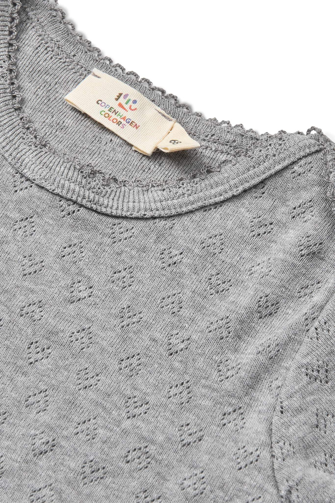 Pointelle Heart Lapneck Body SS - Grey Mel.